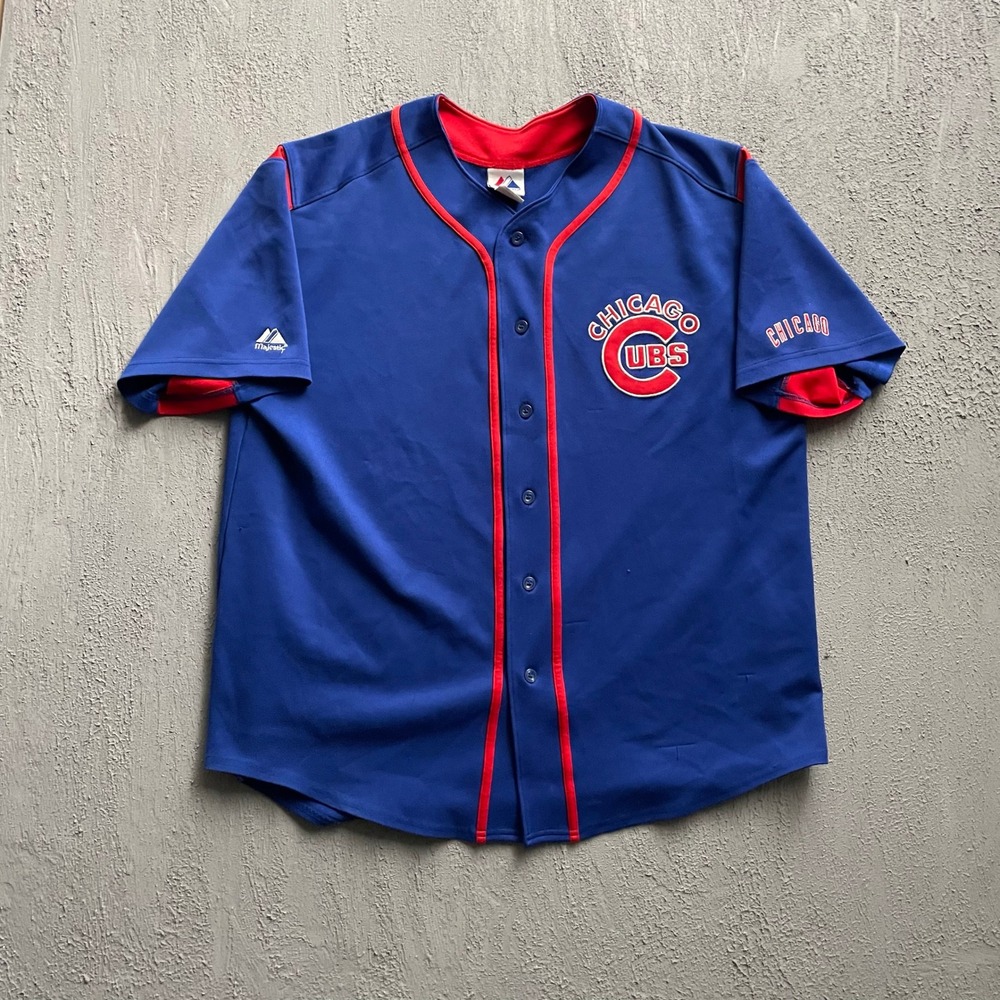 Vintage MLB Chicago Cubs Baseball Jersey Men XL Blue 00s Majestic